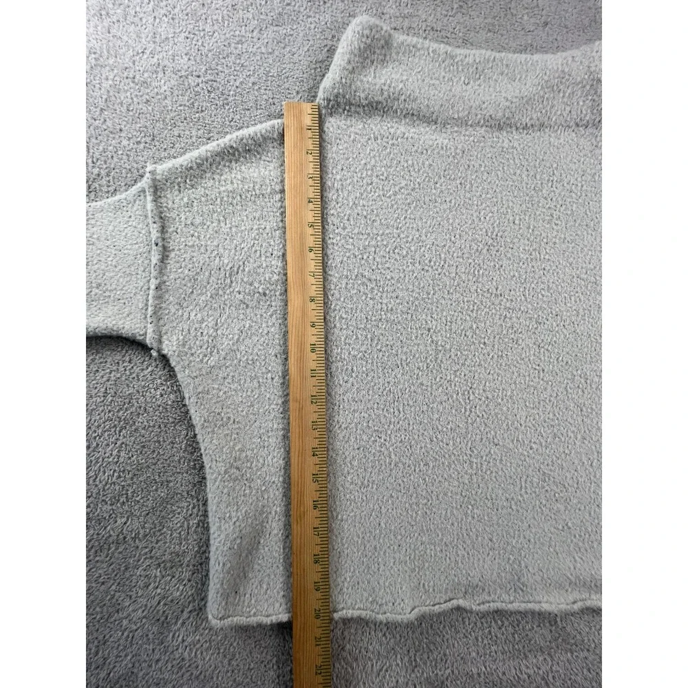 Free People Sweater Womens Small San Vicente Mock Neck Fuzzy Knit Grey Oversized - Picture 3 of 14